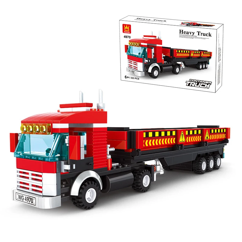 WANGE Large Truck Building Blocks Small Bricks DIY Toy City Transport Container Truck for Children Boys Products
