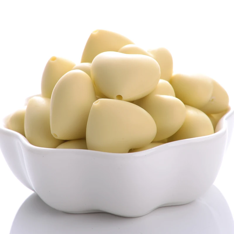 10-Pack Eco-Friendly Peach Heart Silicone Beads for DIY Teething Accessories