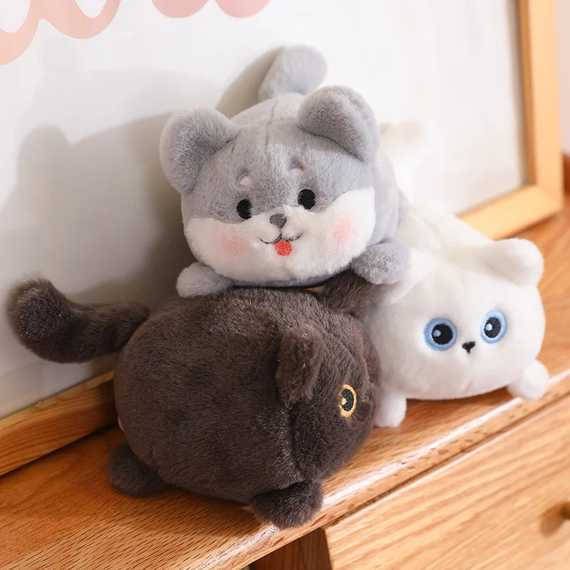

1 pc Cute White Black Cat Pendant Plush Toy Pull String Wagging Tail Simulation Dog Soft Cute DollChildren Cute Cartoon Gift