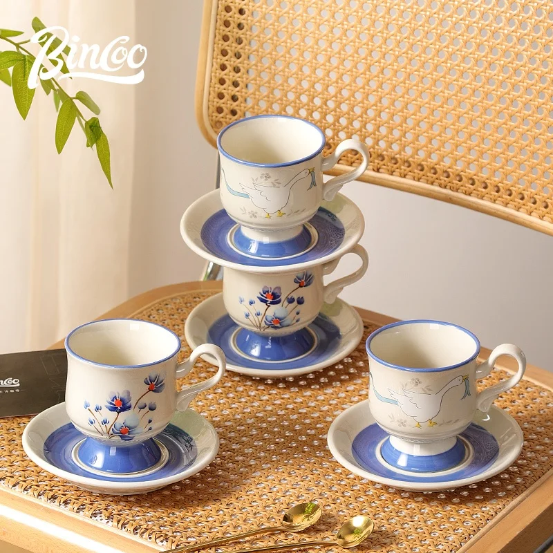 طقم فناجين قهوة بينكو مع صحون من السيراميك، كوب مع...