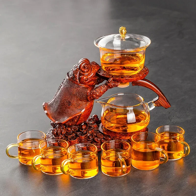 Automatic Teapot Tea Infuser Water Heat-resistant Kungfu Tea Drinking Creative GlassTea Set Magnetic Diversion
