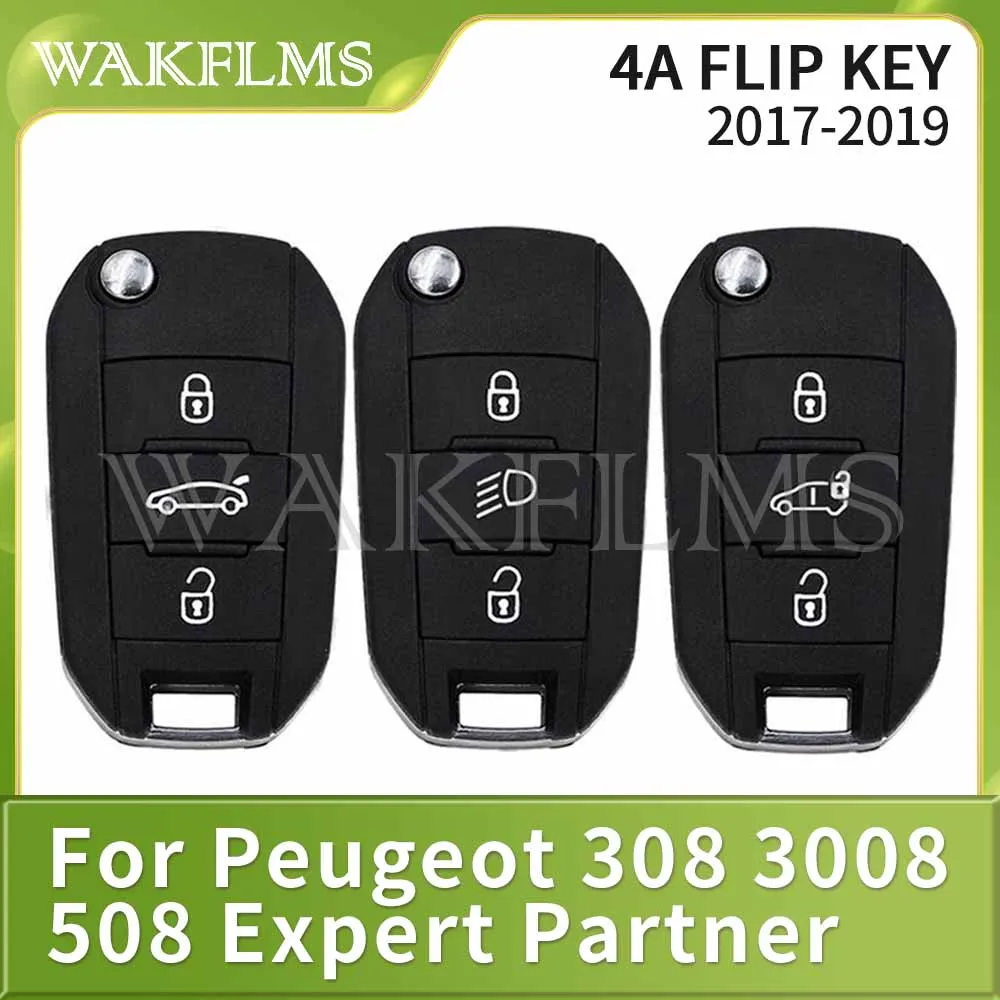 Car Remote Key 3 Buttons 433MHz 4A Chip For Peugeot 308 3008 5008 Expert Partner Citroen C3 Dispatch C4 Berlingo