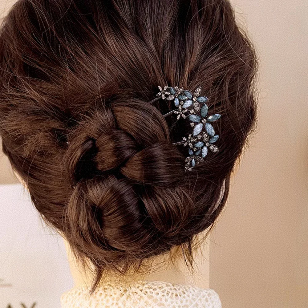 Luxuriöse U-förmige Haarkämme aus Kristall für Brautfrisuren, Metall-Haarstäbe, Hochsteckfrisuren, Braut-Haarnadeln, Hochzeits-Haaraccessoires – Detail 1