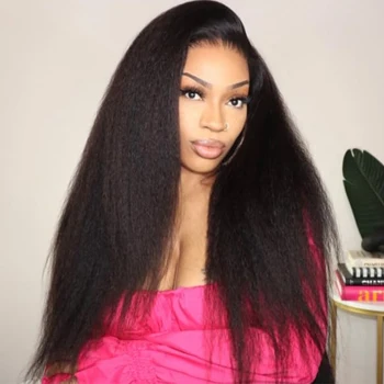Yaki Straight U Part Wigs Human Hair Glueless Wig Ready To Wear Kinky Straight Human Hair Wigs U Part Wig No Lace Wigs For Wome