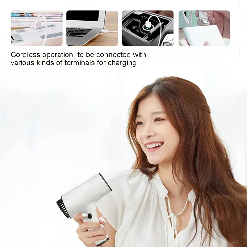 Portable 220v Cord/Cordless Dual Use Hair Blower Hot Cold Even Wind 2 Gears Portable Mini Hair Dryer For Home Travel Art Making 6