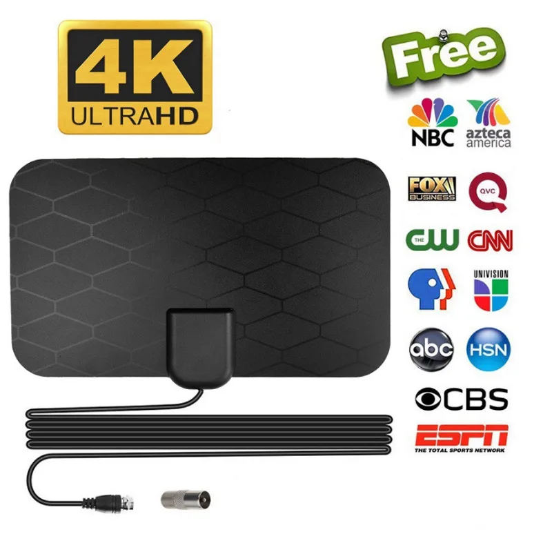 Free Shipping 4K25DB High Gain Hdtv Antenne Digitale Antenne Tv Indoor High-Definition Booster DVB-T2 Satellietontvanger Clear A digital tv antenna booster hign gain high definition aerial hd flat indoor active aerial for car antenna rv travel smart tv