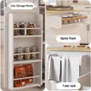 Kitchen Island Rolling Trolley Cart with 1 Drawer & 2 Doors with Storage Racks, Adjustable Shelves, Towel Rack, Seasoning Rack 4
