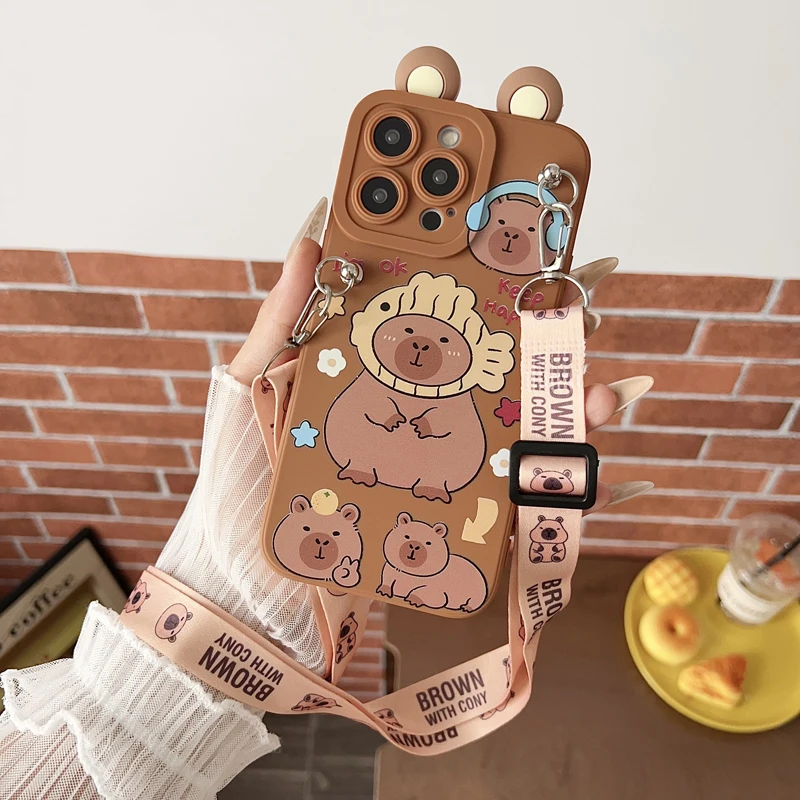 Capibala-Themed Phone Case with Holder Rope