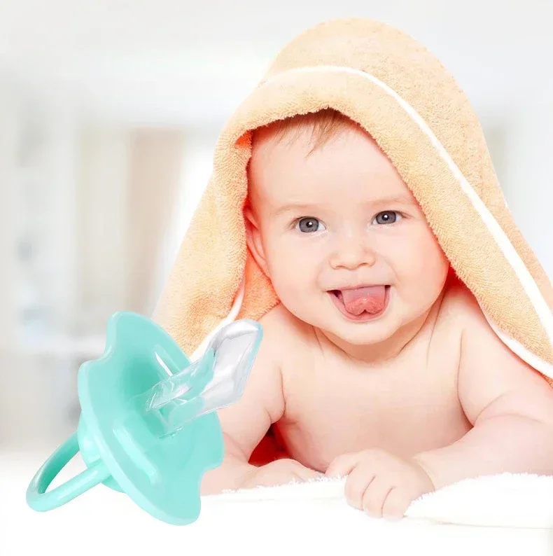 2023 New 1Pc Baby Silicone Pacifier Soothing Infants Bite Chew Supplies Newborn Comfort Appease Nipple Flat Teat Pacifiers