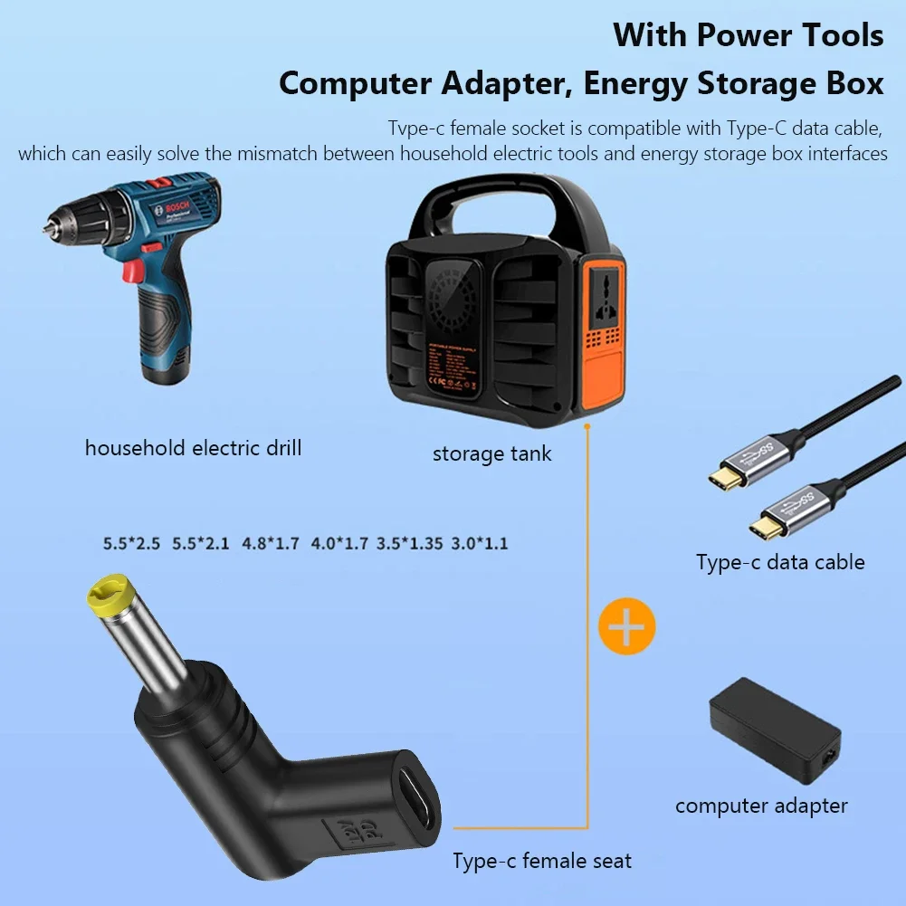 12V Type C To DC Jack Plug Charging Adapter Multifunctional USB Type C Female To DC Male Power Adapter Connector for Power Tools
