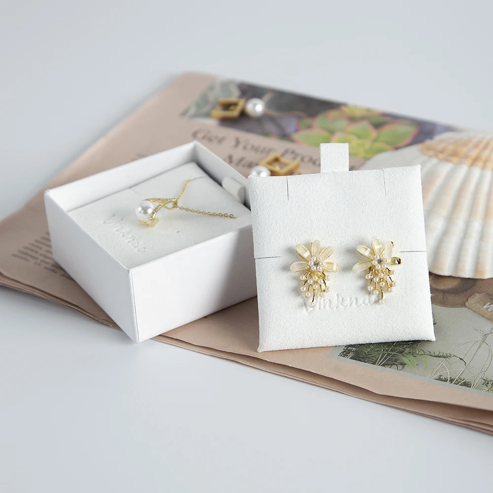 Small Earrings Microfiber Package Cards Custom Logo DIY Handmad Elegant Stud Earring Necklaces Display Card Jewelry Hang Tag Pad