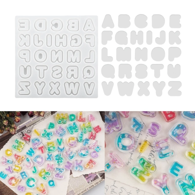 

LX9D Resin Casting Molds Alphabets Shaker Silicone Mold Letter Shape Keychain Pendant Mould DIY Earring Jewelry
