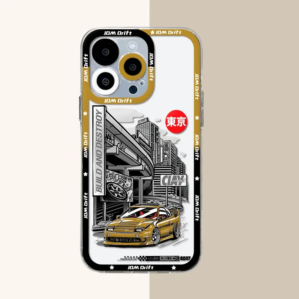 Tokyo JDM Drift Sports Car Transparent Soft Silicone Phone Case