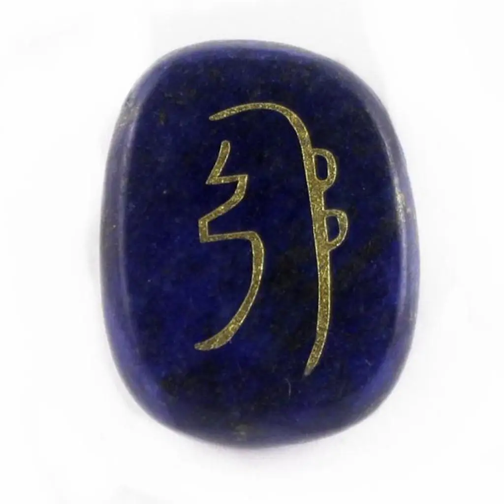 Piedra de Reiki ovalada, lapislázuli, piedra preciosa Natural, piedra de huevo de cristal, piedra de bolsillo pulida, piedra de cristal grabada, 4 piezas
