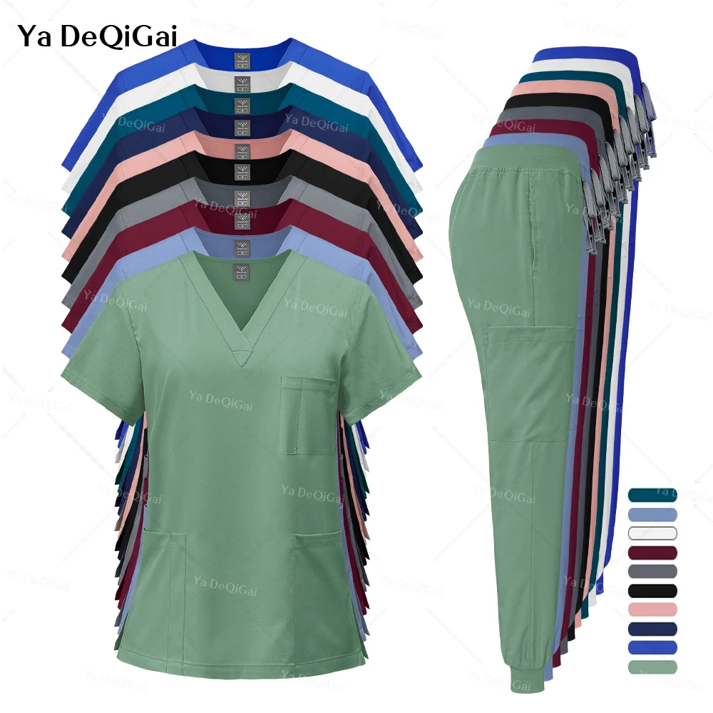 

Surgical Uniforms Woman Scrub Set Medical Nurse Beauty Salon Workwear Clinical Scrubs Top + Pant Spa Doctor Nursing Tunic Suit