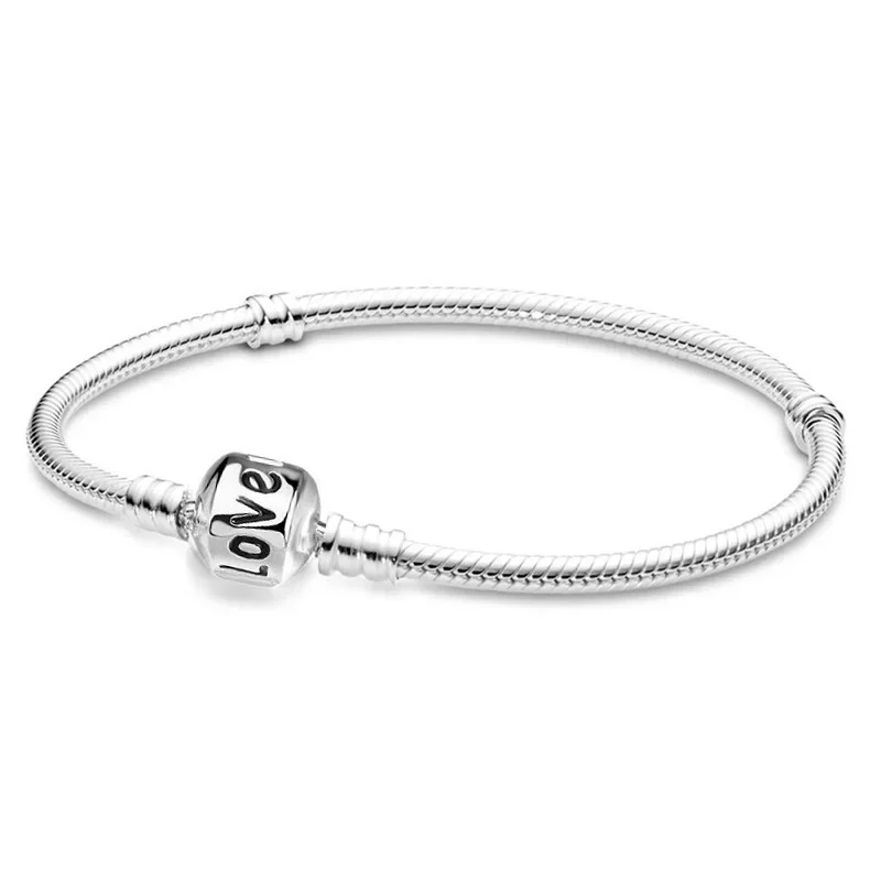 

2024 Hot Sale 925 Silver Love Charms Bracelet Snake Bone Basic Chain Fit Original Pandora DIY Women Girls Beads Jewelry