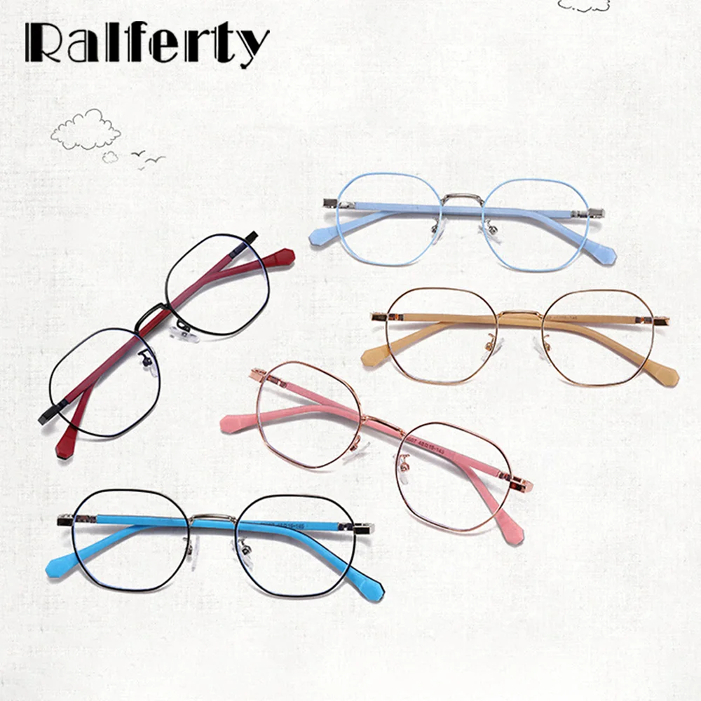 Ralferty Kids Eyeglasses Frame Child Anti Blue Light Zero Optical Frame Metal Myopia Prescription Glasses Eyewear