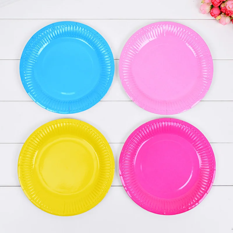 10pcs7inchsolidcolorpaperplatechildrendisposablecolorround