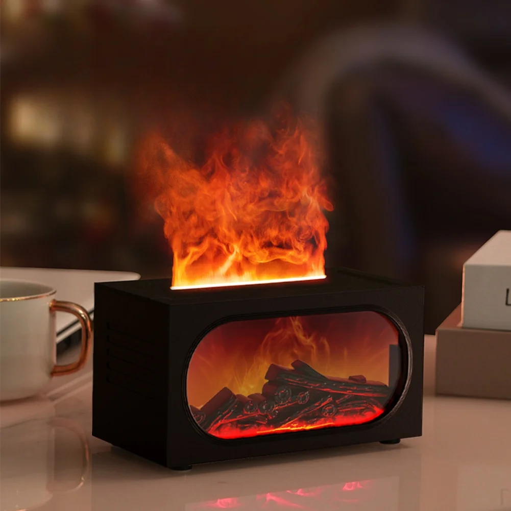 เครื่องกระจายกลิ่นหอมดีไซน์เปลวไฟ พร้อมฟังก์ชั่นเพิ่มความชื้นในอากาศ ไฟ LED 7 สี และระบบปิดอัตโนมัติ ถังน้ำขนาด 140 มล. เพื่อการผ่อนคลาย 1