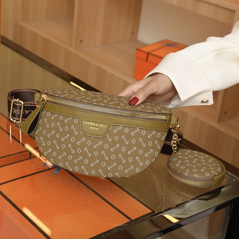 Elegant Printed PU Leather Waist Bags For Women 2022 Trendy