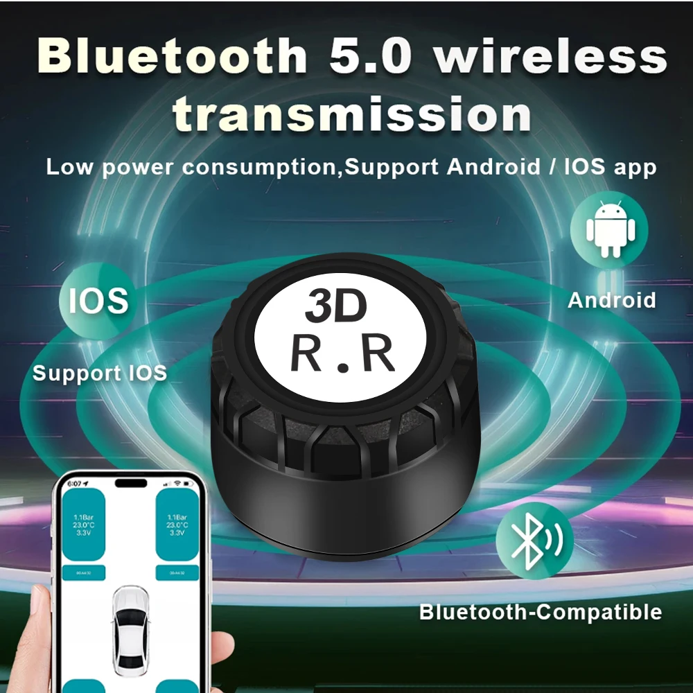 Car Motorcycle Tire Pressure Monitoring System Waterproof Tire Pressure Temperature Sensor Smart Bluetooth 5.0 For Android IOS,motorcycle tire pressure monitor,car tire pressure monitor,car tire pressure sensor
