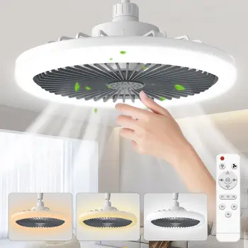 IRALAN 모던 천장 선풍기 LED 조명, 스마트 천장 선풍기 리모컨 조명, E27 침실 거실 조용한 선풍기 쉬운 설치