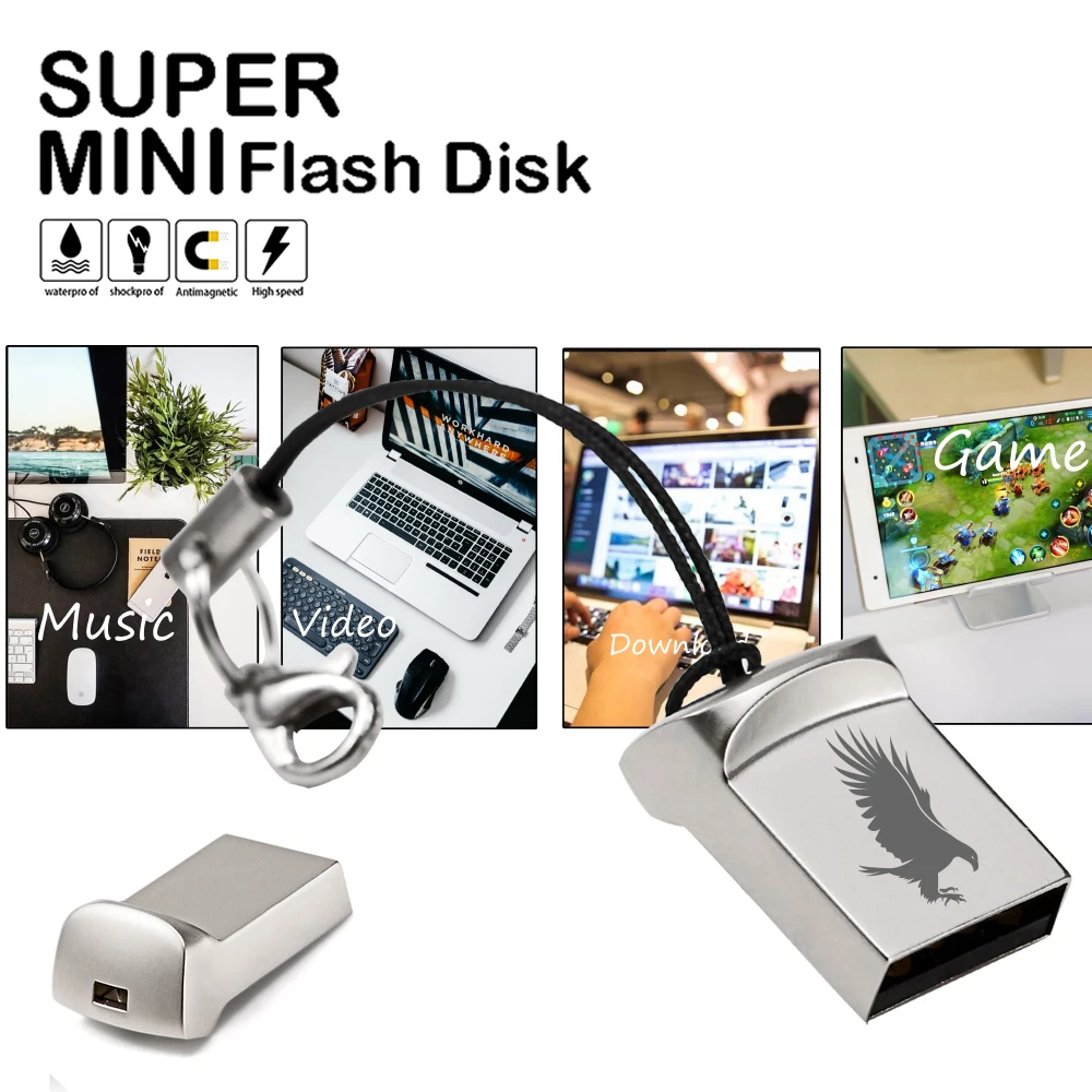 맞춤형 로고 금속 USB 2.0 플래시 드라이브 미니 펜 드라이브 독창적인 비즈..