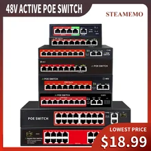 STEAMEMO SSC Series AI POE Switch 48V Active POE Network Switch 90W Power Supply Ethernet 10/100Mbps for IP Camera Wireless AP