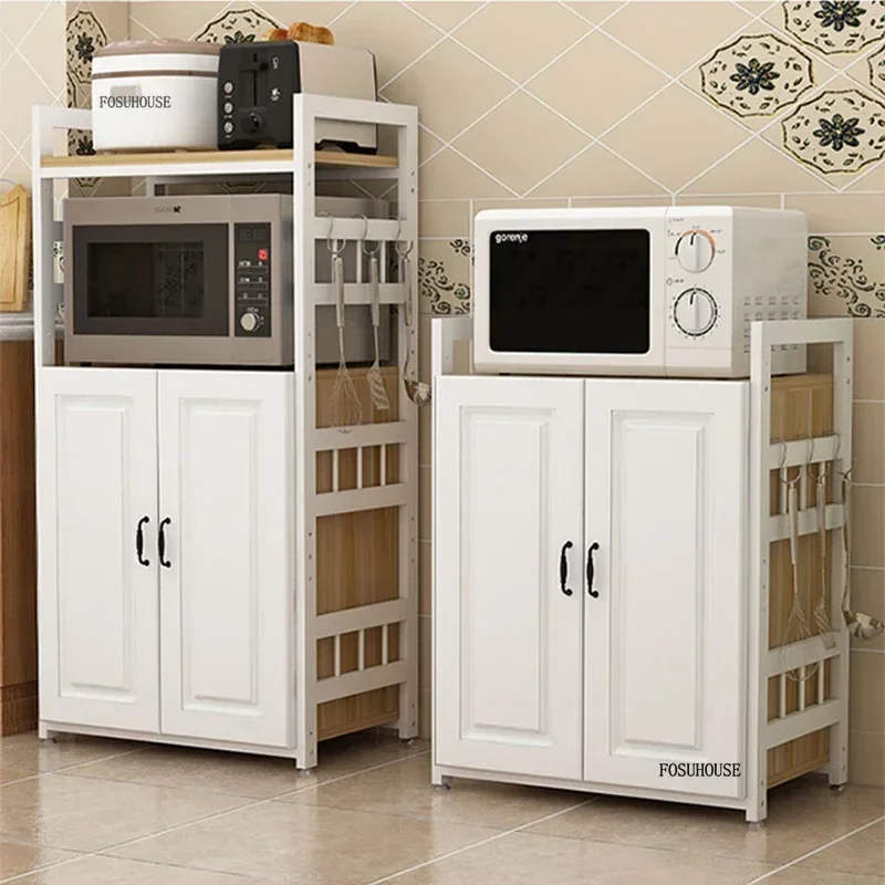 Nordic Simple Kitchen Cabinets Home Kitchen Furniture Storage Cabinet Multi-functional Microwave Kitchenware Storage Cabinets 2