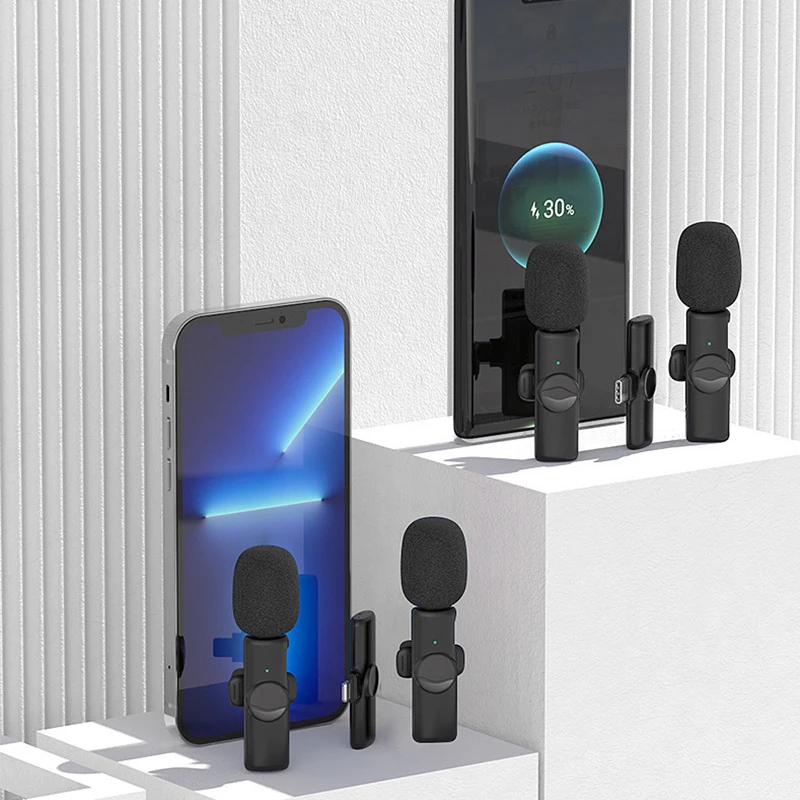 K11WirelessLavalierMicrophonePortableAudioVideoRecordingMiniMicforiPhoneAndroidLive