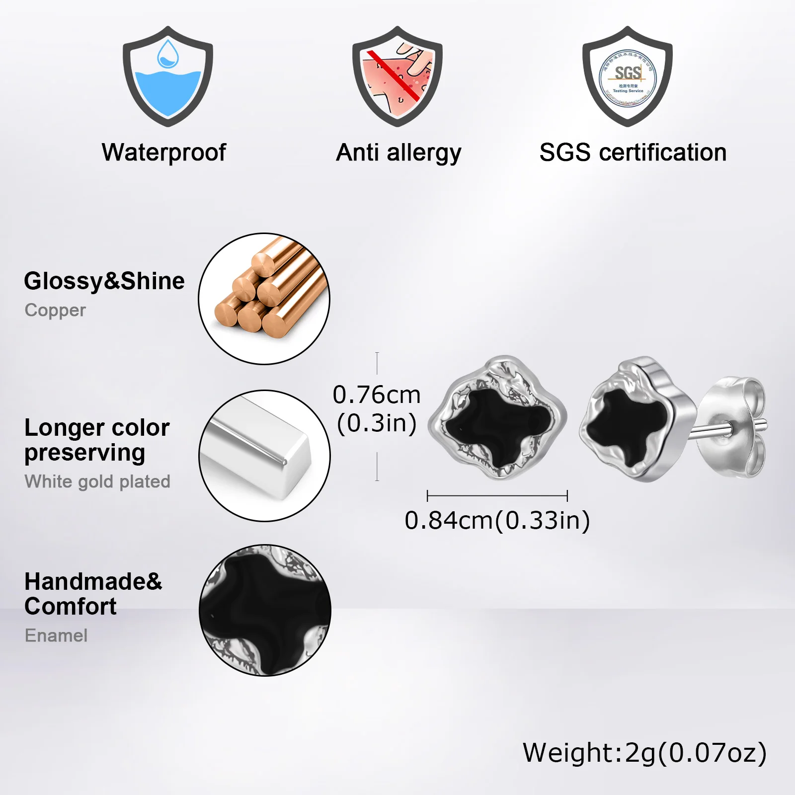 Modische Punk Schwarz-Blaue Unregelmäßige Geometrische Metall-Ohrstecker Trendiger Wasserfester Piercing-Schmuck für Männer Geschenke – Detail 8