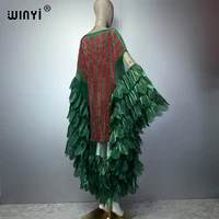 Robe longue plissée élastique WINYI 2026, tenue de plage, kaftan, abaya, robe de soirée de luxe Dubaï, robe longue pour femme musulmane 6
