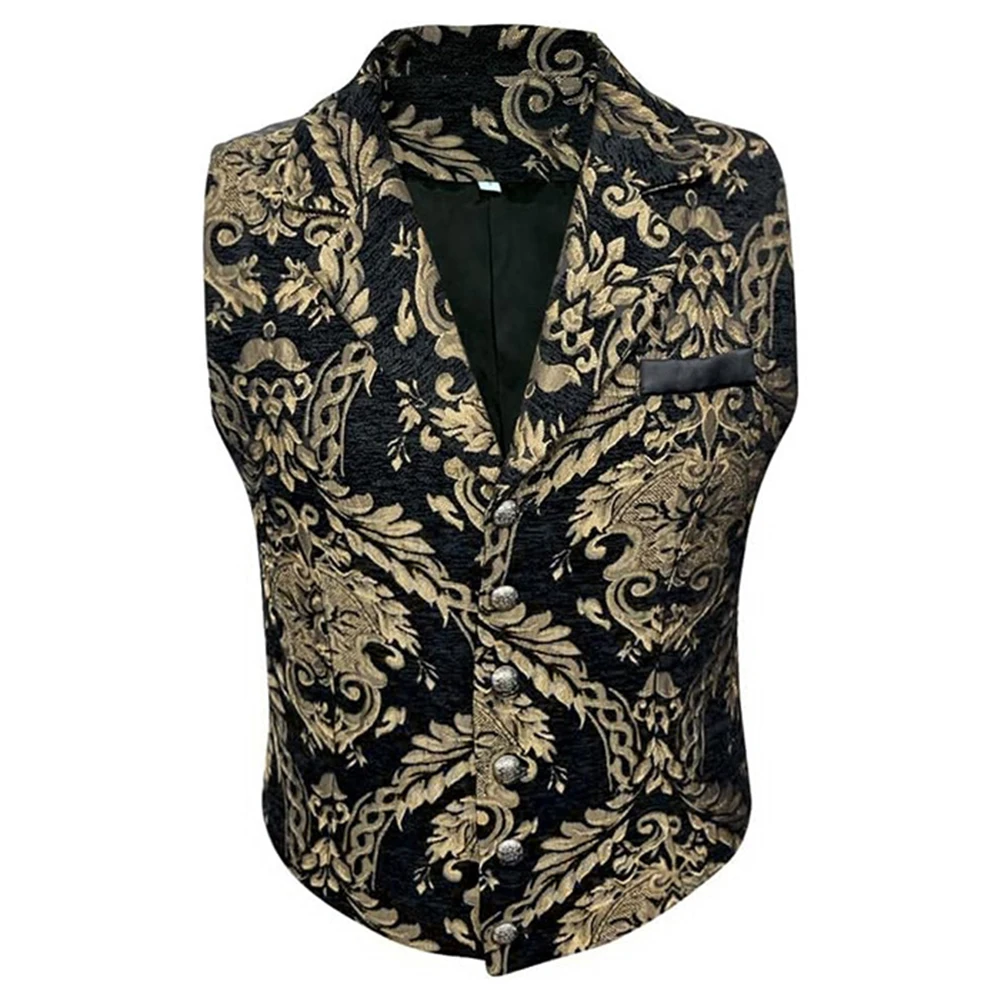 Formal Mens Waistcoat  Gothic Steampunk Decorative Pattern Vest  Victorian Cosplay Waistcoat for Wedding Business Suit 4
