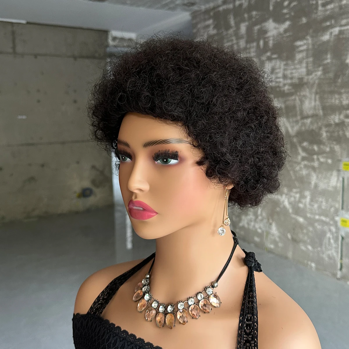 Cheap Short Afro Kinky Curly Wigs For Women Human Hair Brazilian Hair Human Hair Afro Wigs Full Machine Made Wig