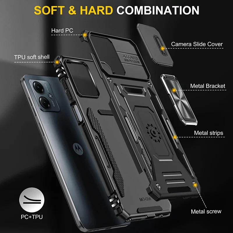 Ultimate Armor Shockproof Phone Case with Slide Window and Metal Holder