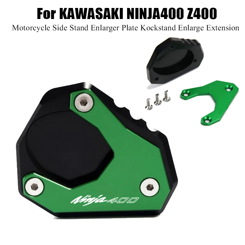 

Для KAWASAKI NINJA400 NINJA 400 Z400 2018 2019 2020 CNC подставка для мотоцикла с подножкой боковая подставка удлинитель поддерживающая пластина увеличить