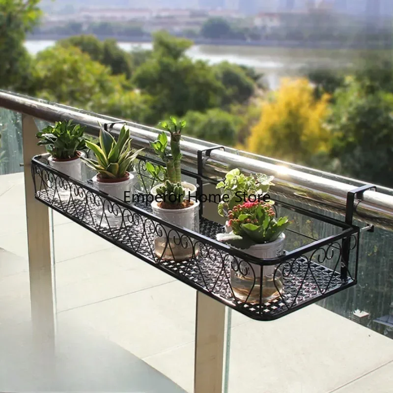 Flower Rack Storage Balcony Hanging Guardrail Window Flower Pot Rack Iron Stand Plant Shelving Подставка Под Цветы 선반 진열장