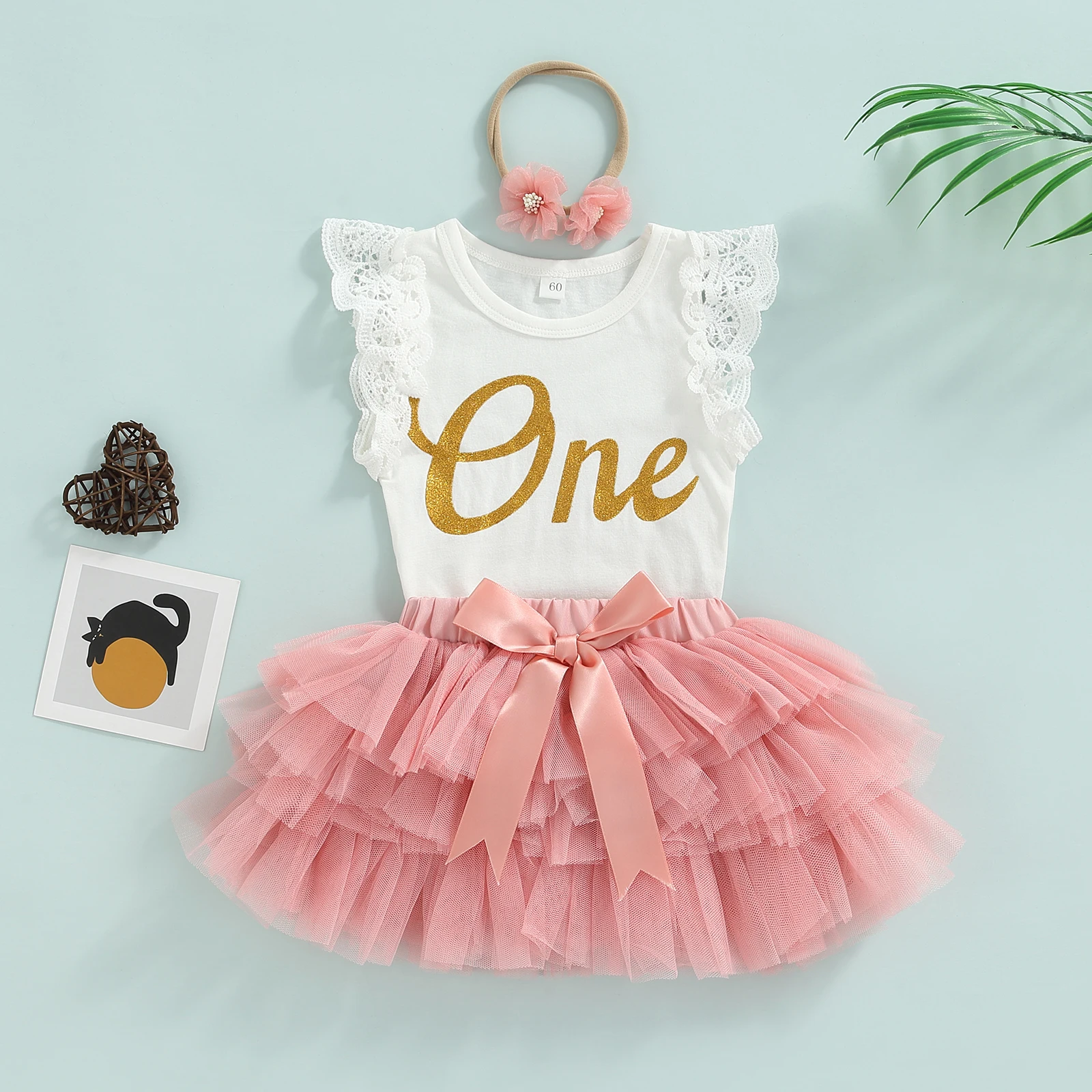3PCS Baby Girl 1st Birthday Outfit 3