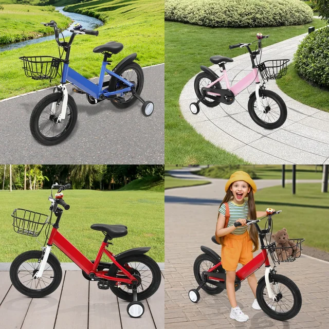 Vélo d'équilibre pour enfants de 14 pouces, pour garçons et filles âgés de 3 à 5 ans et pesant jusqu'à 77,16 lb, bleu/rose/rouge 1