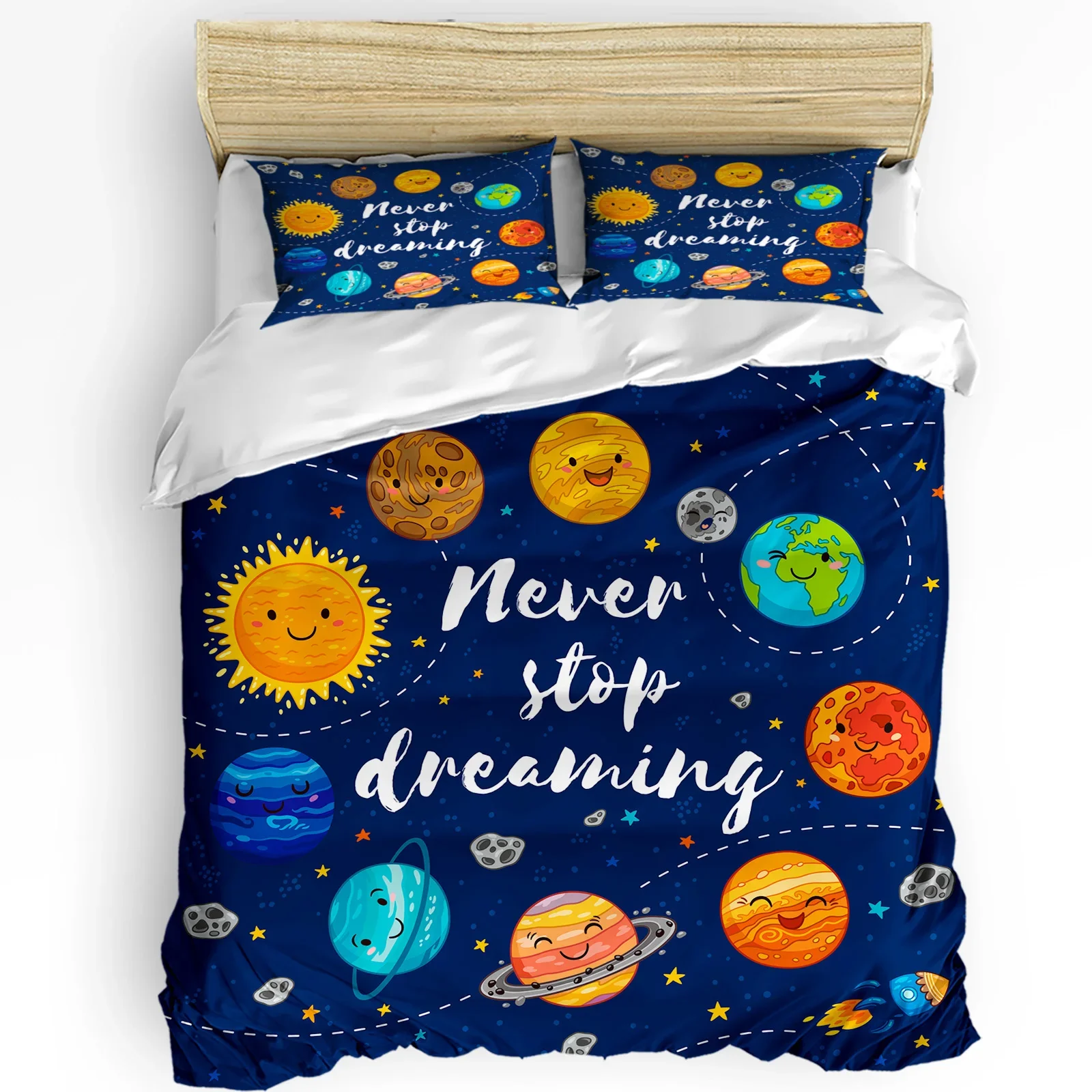 

3pcs Bedding Set Cartoon Planet Home Textile Duvet Cover Pillow Case Boy Kid Teen Girl Bedding Covers Set