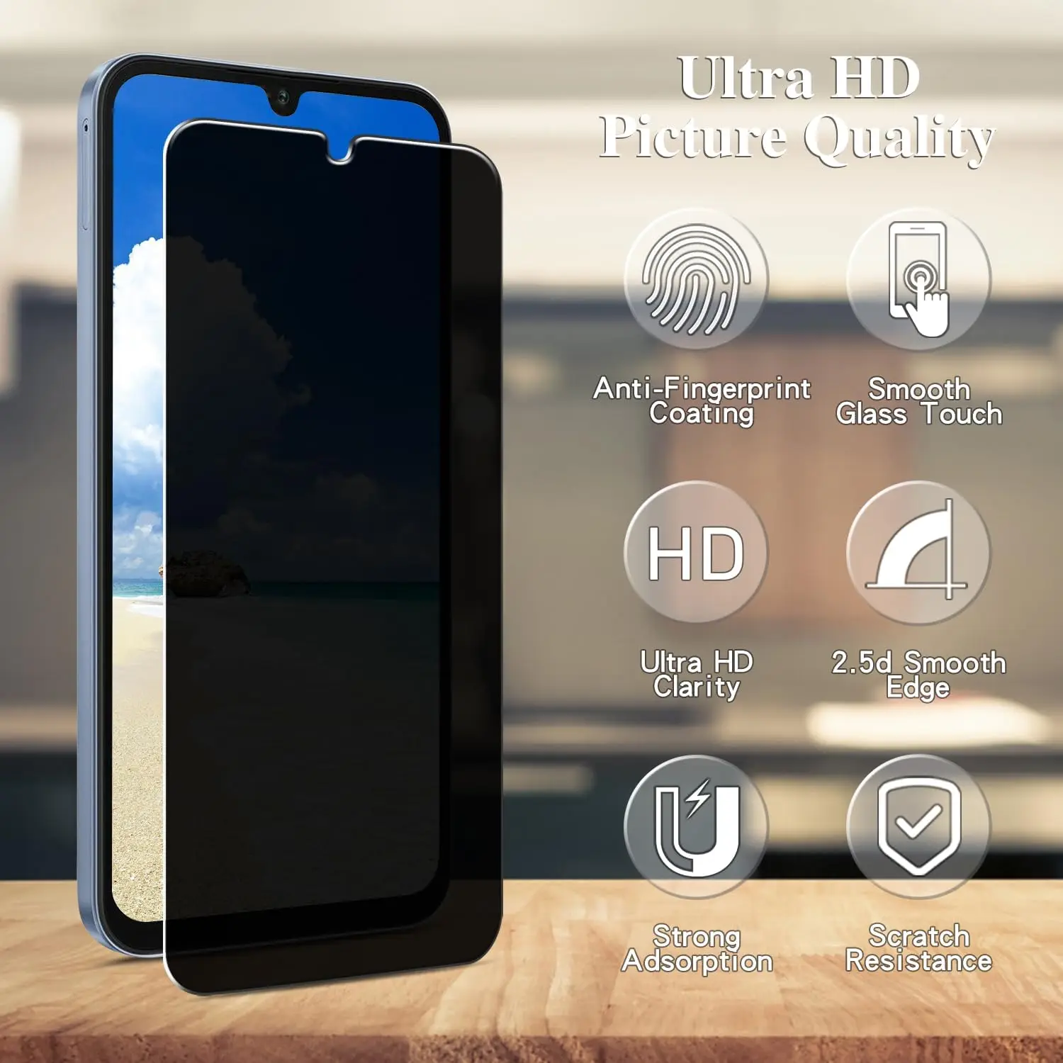 [3-Pack] Privacy Screen Protector for A15 5G / A15 Anti Spy Tempered Glass Film, Anti-Scratch, Free, Case Friendly