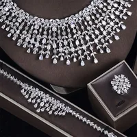 2023 New Cubic Zirconia Crystal 4-Piece Set Dubai Necklace Set Suitable for Bridal Wedding Jewelry Set 3