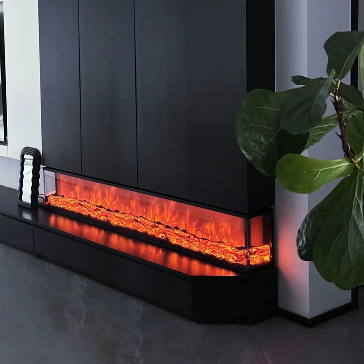 Electric Fireplace 3 Sided Glass Fire View 1800 MM/70 Inch 6 Colors Led Light Controllable 2D Fireplace