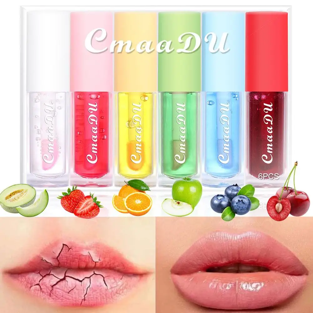 

6Color Changing Lip Oil Glaze Hydrating Shine Lip Gloss Lines Lips Nourishing Reduce Lasting Care Lip Natural Moisturizing T6L1