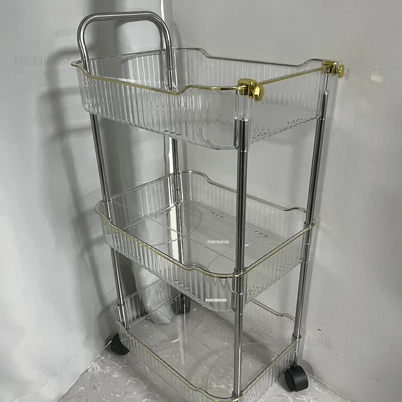 Movable Kitchen Trolleys for Kitchen Auxiliary Cart Living Room Multi-layer Bedroom Toy Snack Storage Organizer Cart with Wheels