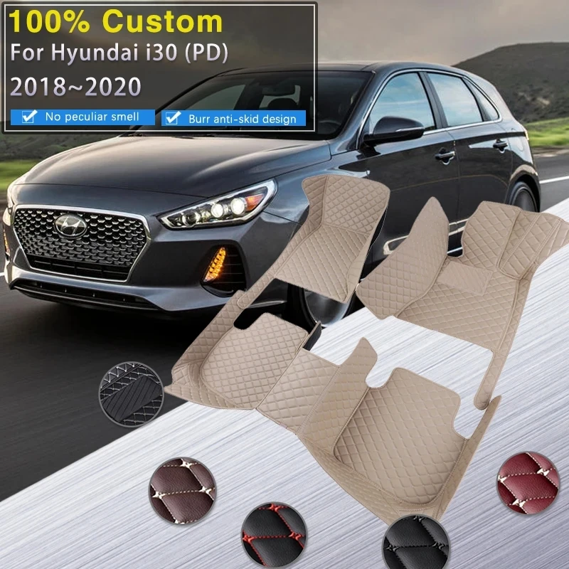 

Car Floor Mats For Hyundai I30 Elantra GT PD 2018~2020 Durable Pad Carpets Luxury Leather Mat Rug Car Accessories Interior Parts