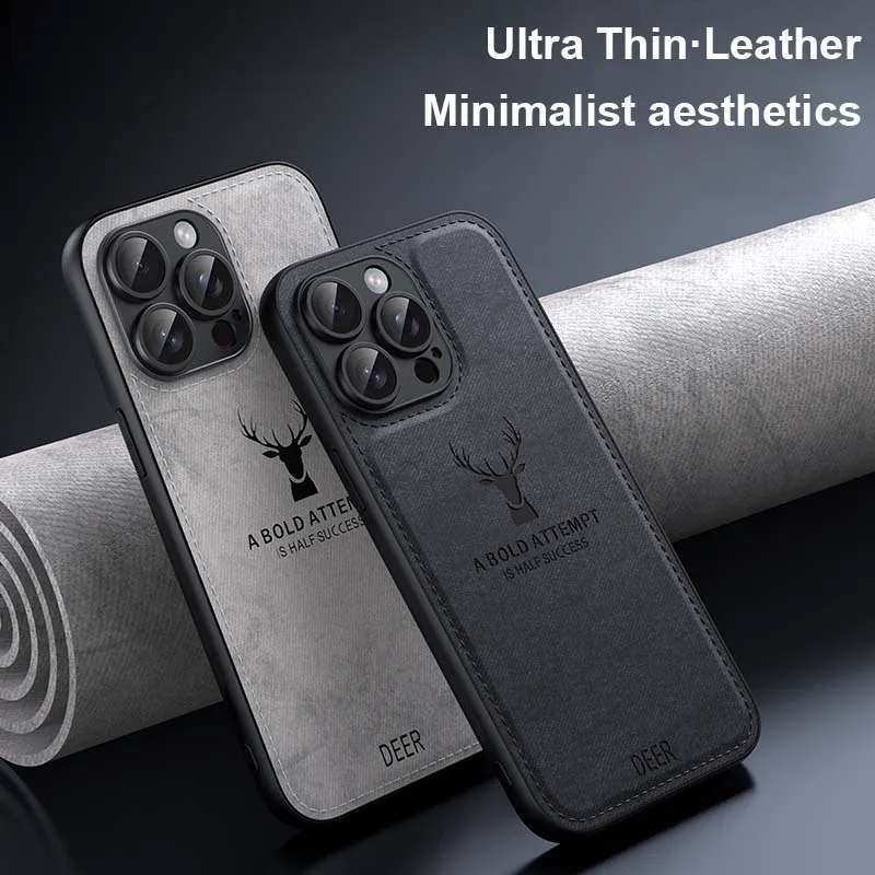 Elegant Luxury Leather Deer Head Phone Case - Shockproof Soft Silicone Cover