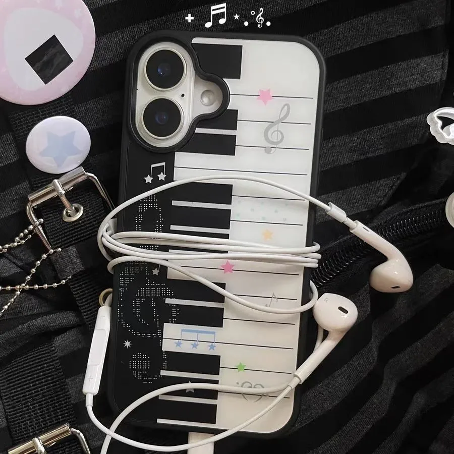 Korean Ins Art Piano Key Notes Creative Cute Matte Silicone Phone Case