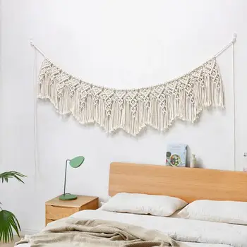 Tapisserie murale en macramé tissée à la main, décor Boho moderne, guirxiété de bannière 1