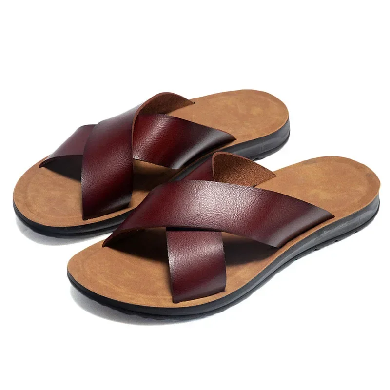 Men's Slippers Summer  Large Size Outdoor Beach Casual Sandals Trend Men Shoes Flat Non-slip Comfortable Shoes Zapatillas